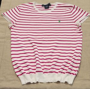 Striped pink and white Short-Sleeve Jumper for Women/ Ralph Lauren Sport size L